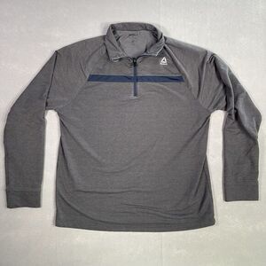 XL Reebok Men Gray 1/4 Zip Running Hanley Pullover Wicking Athleisure Activewear